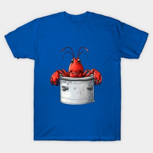 Cute Red Crawfish in Silver Pot T-Shirt